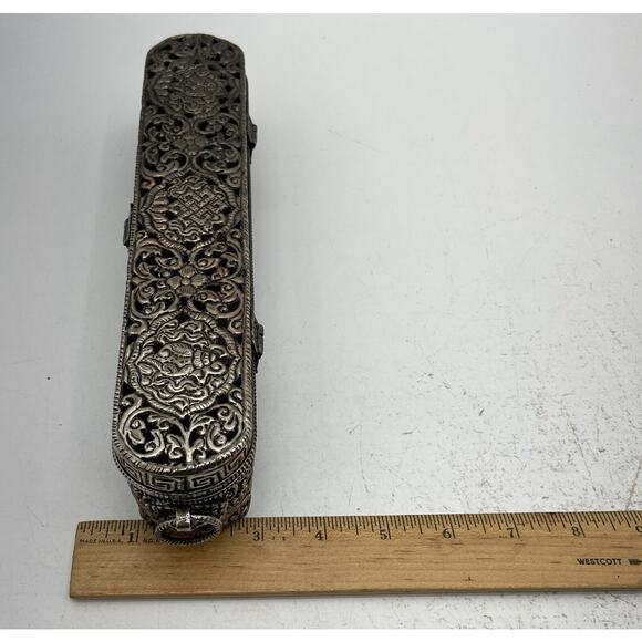 Vintage Silver Plate Incense Holder Trinket Jewelry Box 11" Elegant Storage - Picture 16 of 16
